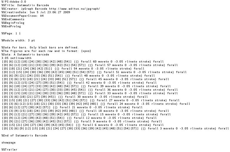 Datamatrix postscript output